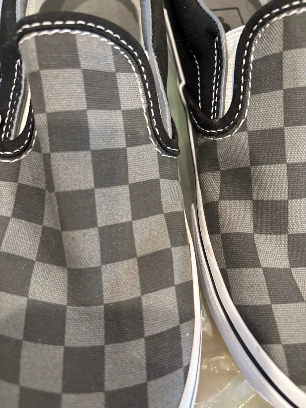 Vans Checkerboard Slip-On Loafers - Black and Gray US men3.5,US women 5